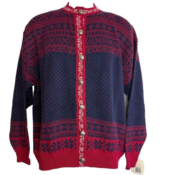 NWT Vintage Lady Pinnacle Nordic Holiday Knit Cardigan Sweater Womens Large - Picture 1 of 14
